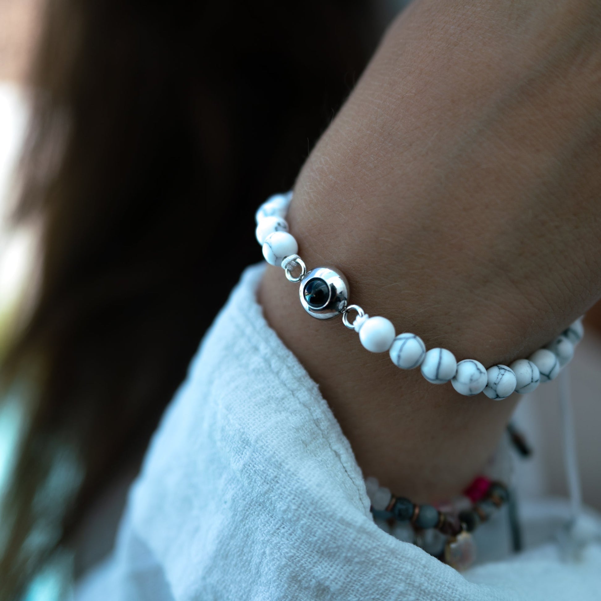 Personalized photo bracelet with your photo - Pearls