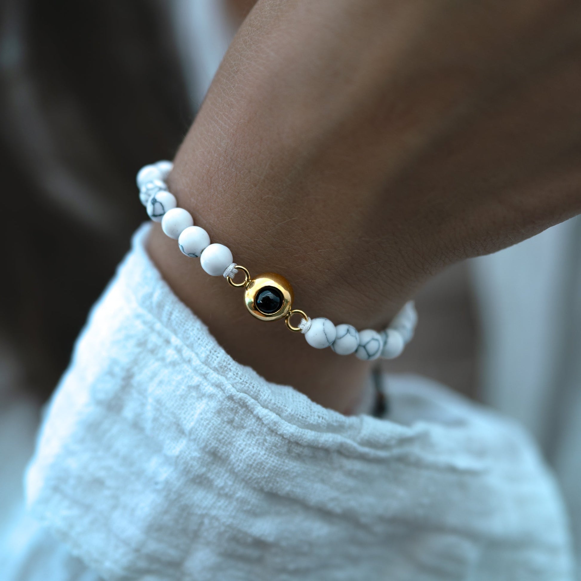 Personalized photo bracelet with your photo - Pearls