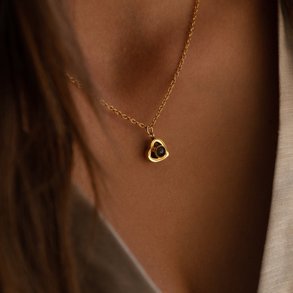 Personalized photo necklace - heart-shaped