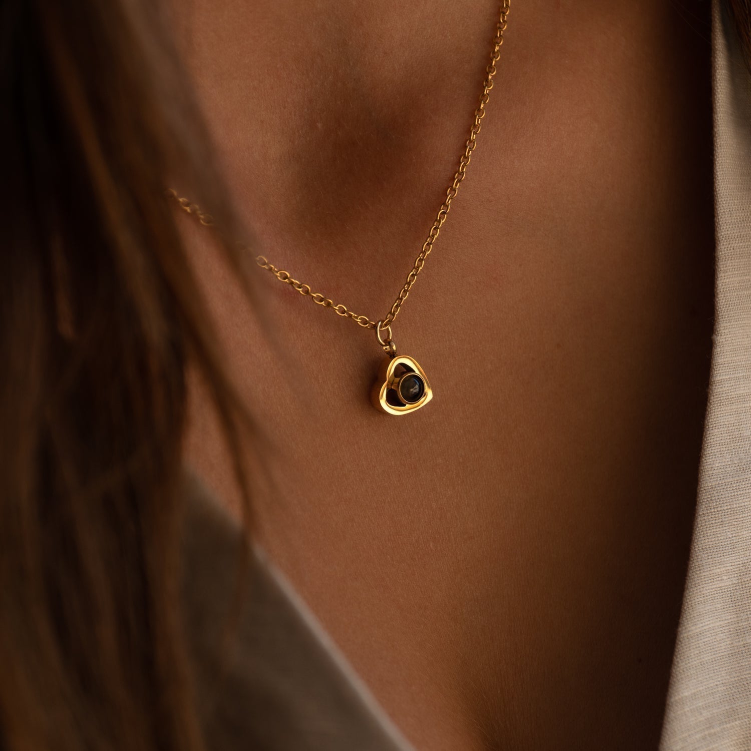 Personalized photo necklace - heart-shaped