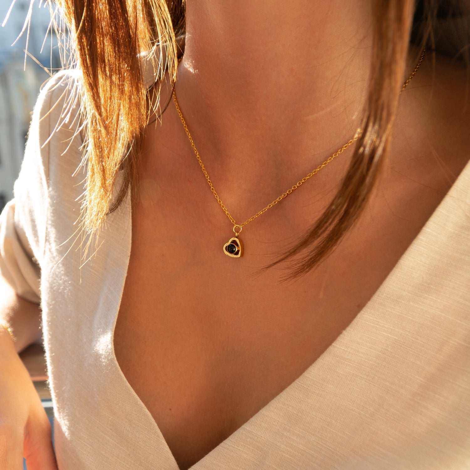 Personalized photo necklace - heart-shaped