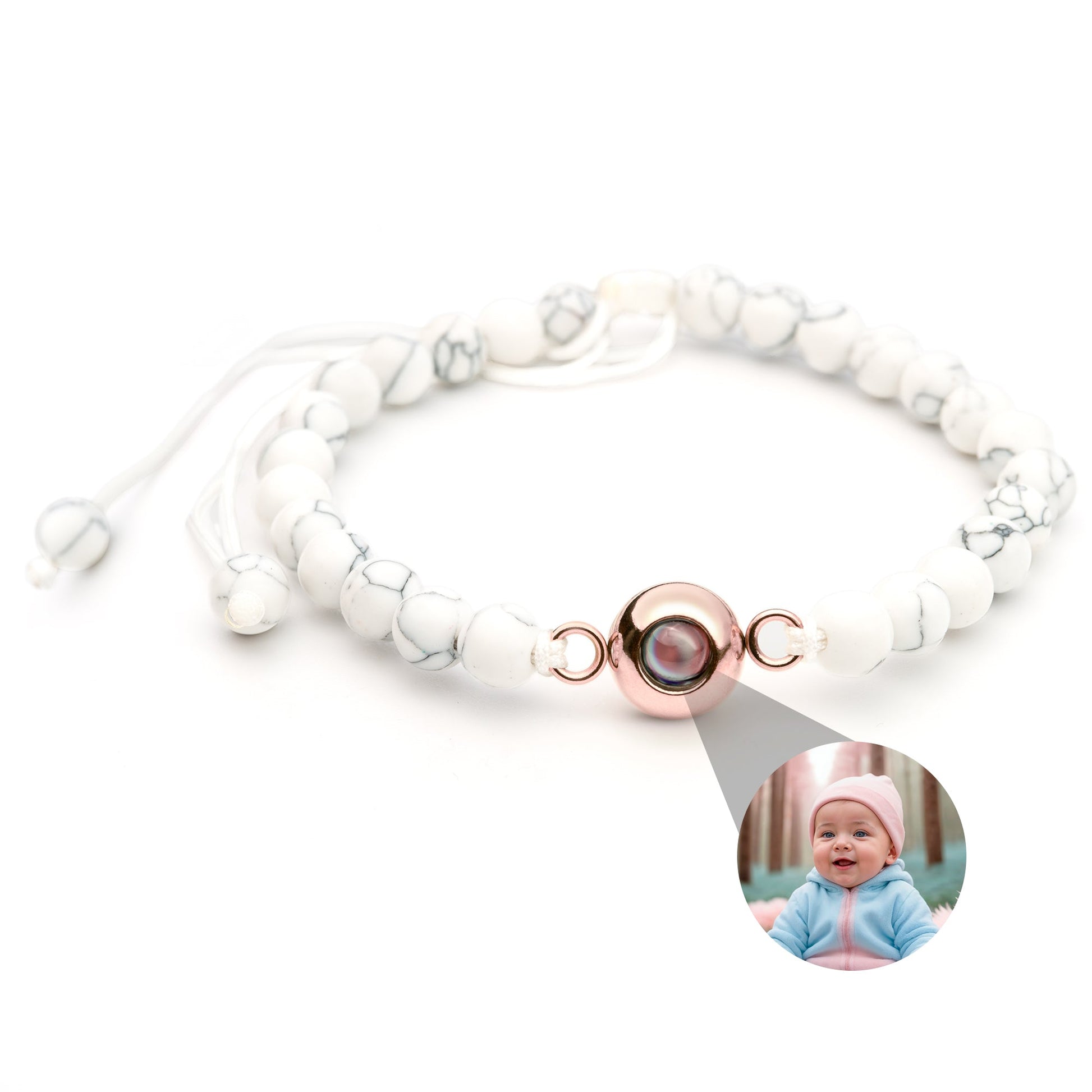 Personalized photo bracelet with your photo - Pearls