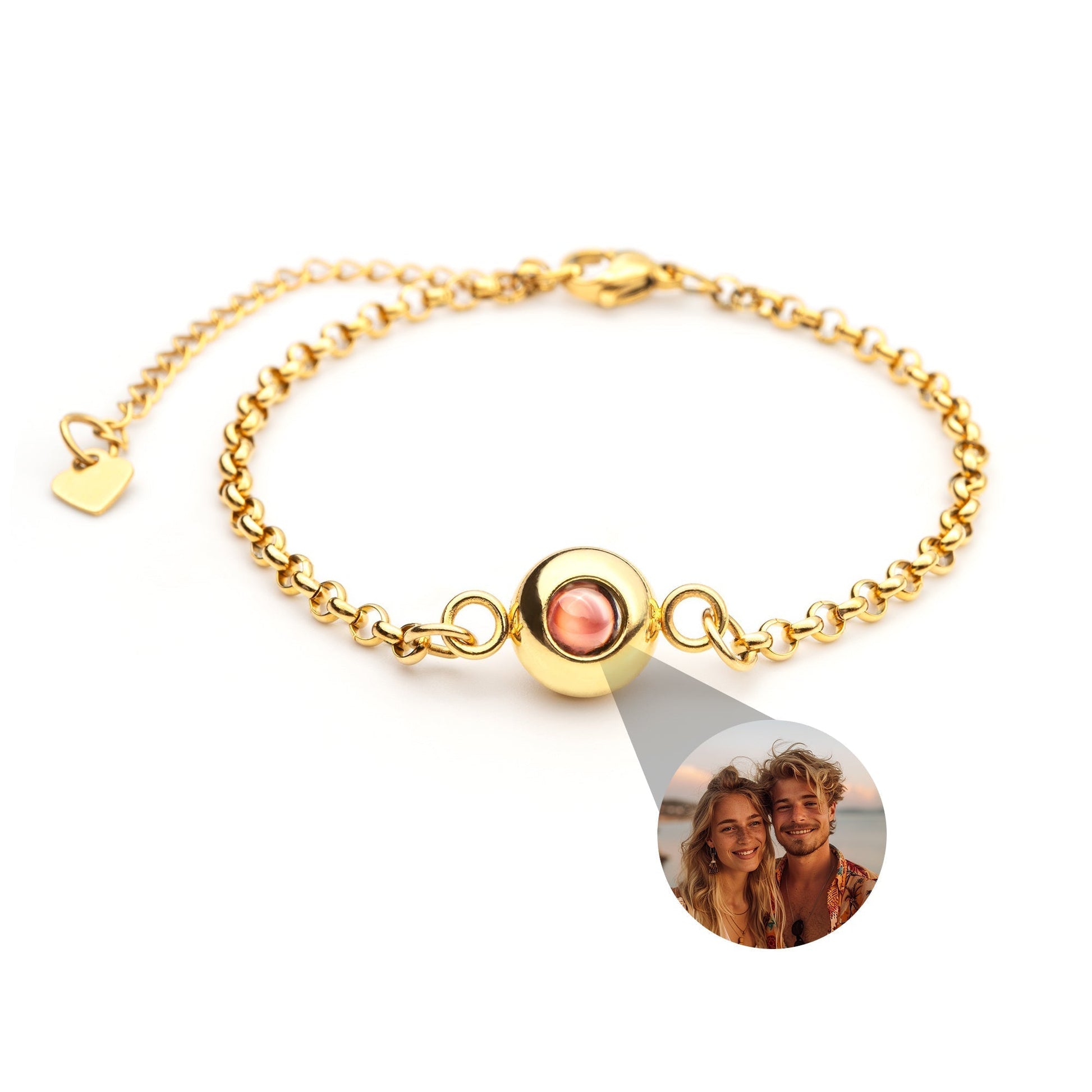 Personalized photo bracelet with your photo - Rolo chain