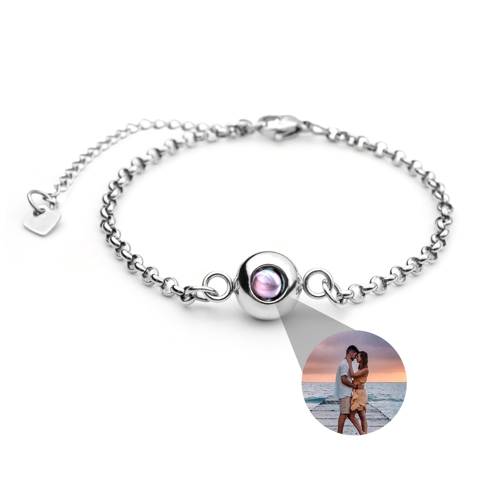 Personalized photo bracelet with your photo - Rolo chain