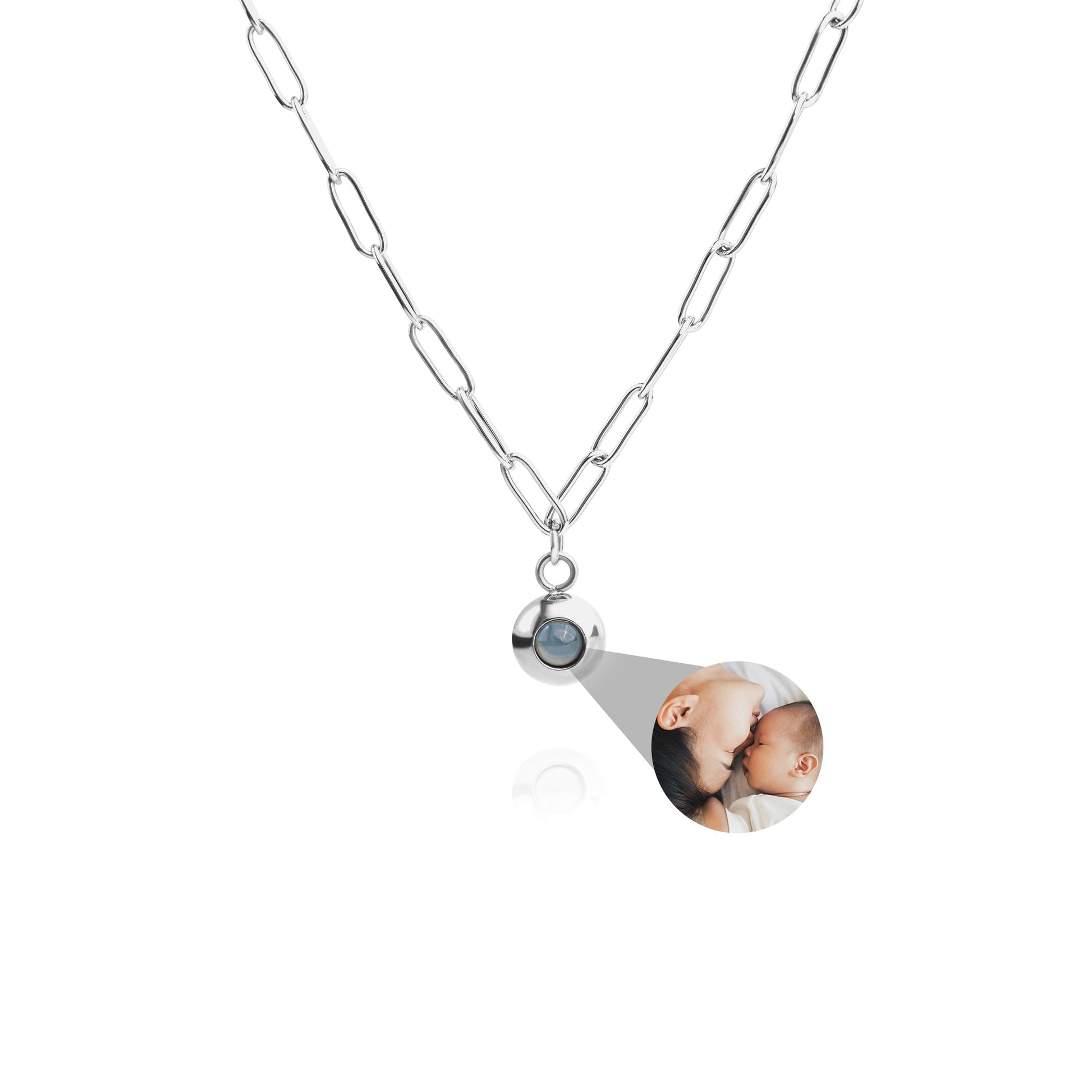 Personalized photo necklace - Paperclip chain
