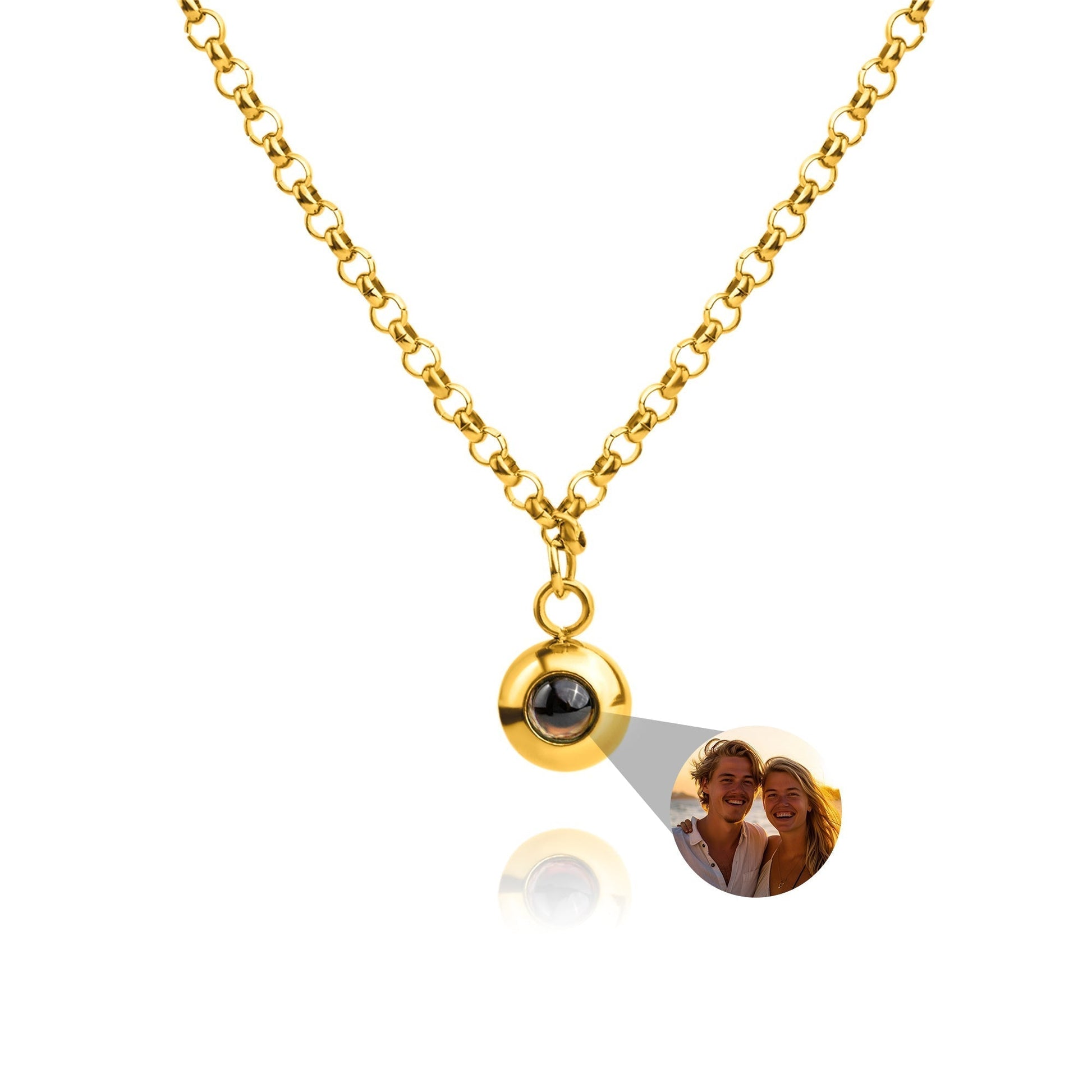 Personalized photo necklace - Rolo chain