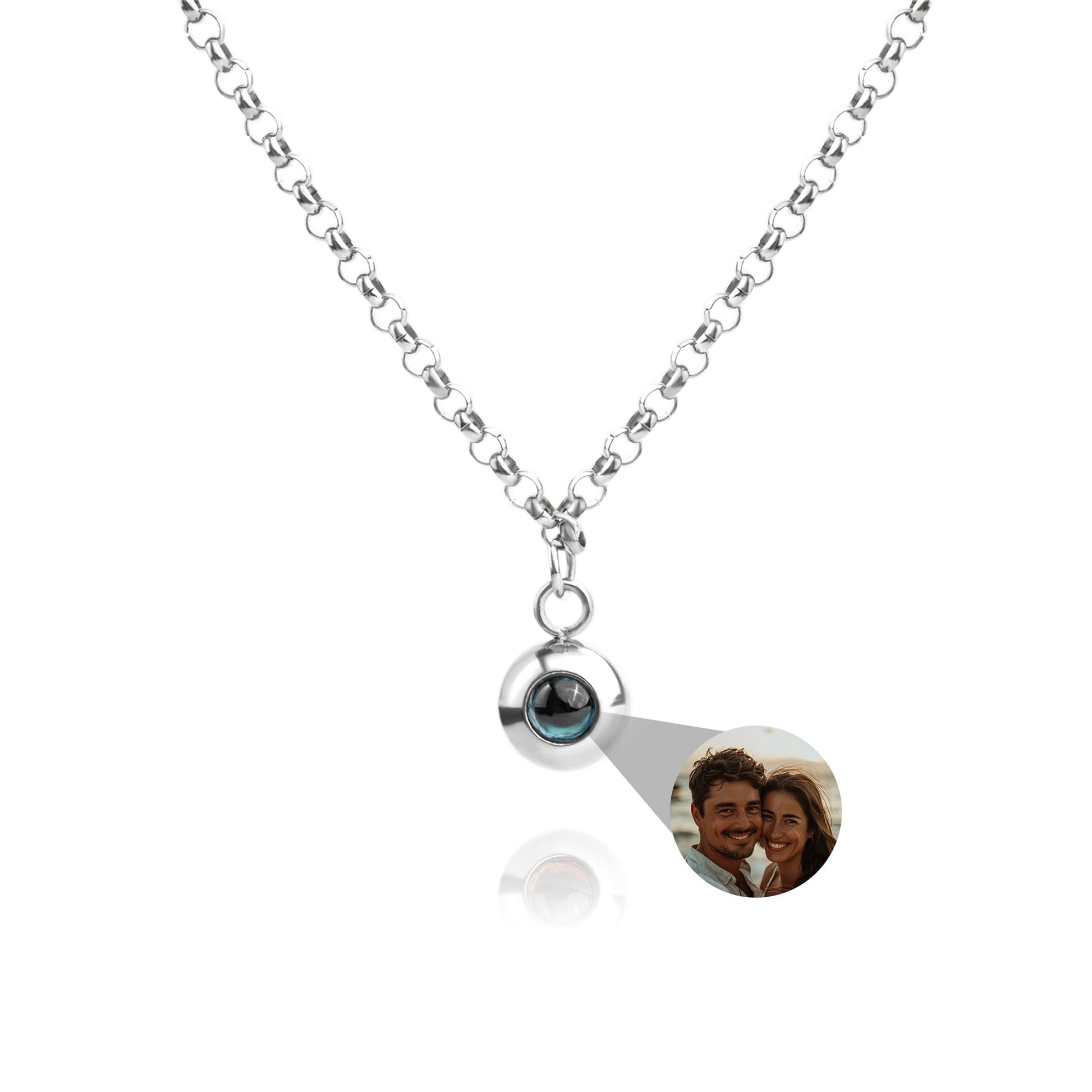 Personalized photo necklace - Rolo chain