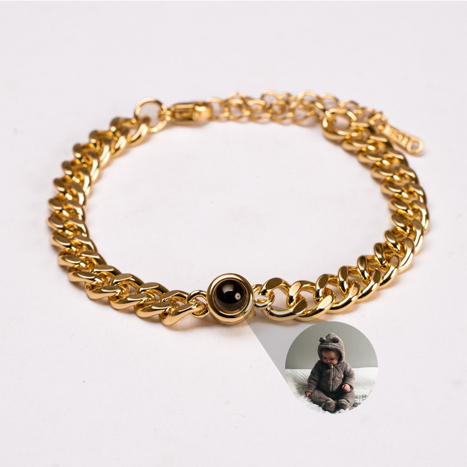 Personalized photo bracelet with your photo - Cuban chain