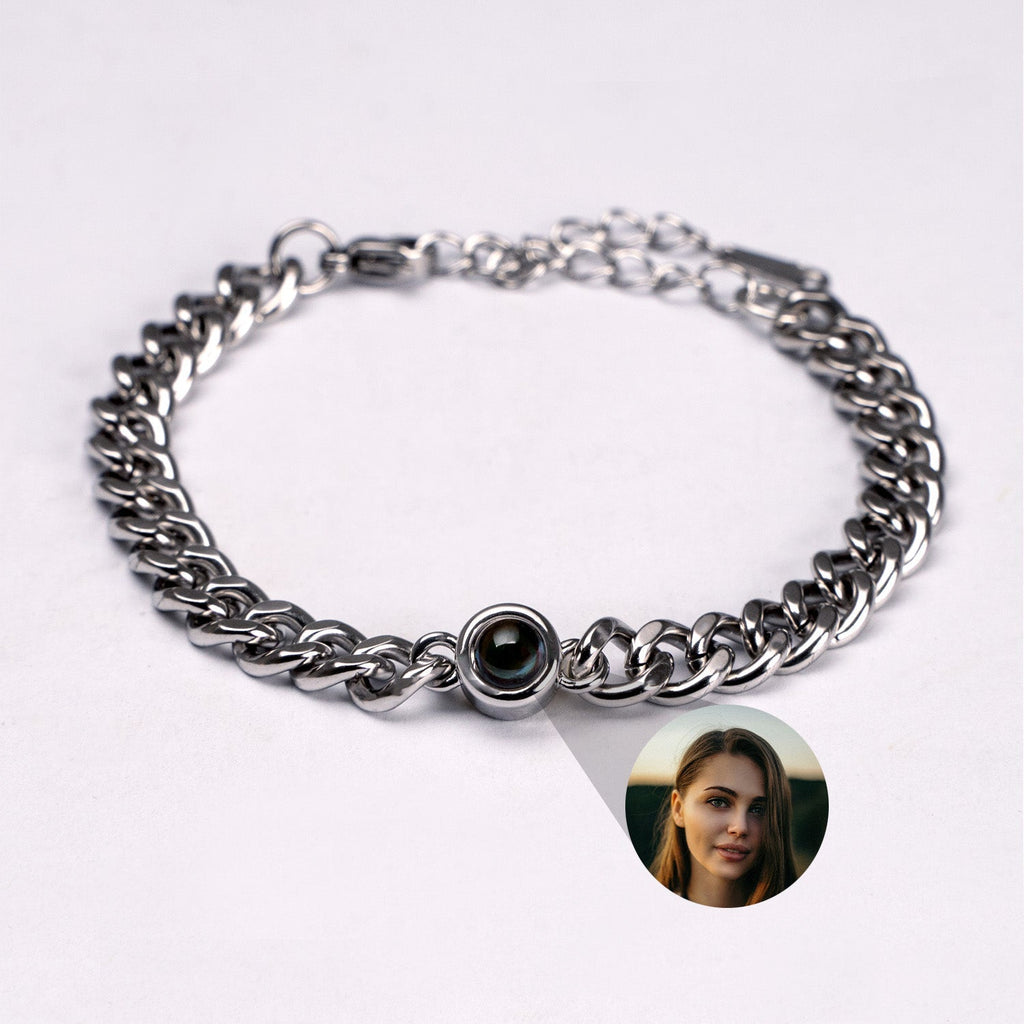 Personalized photo bracelet with your photo - Cuban chain