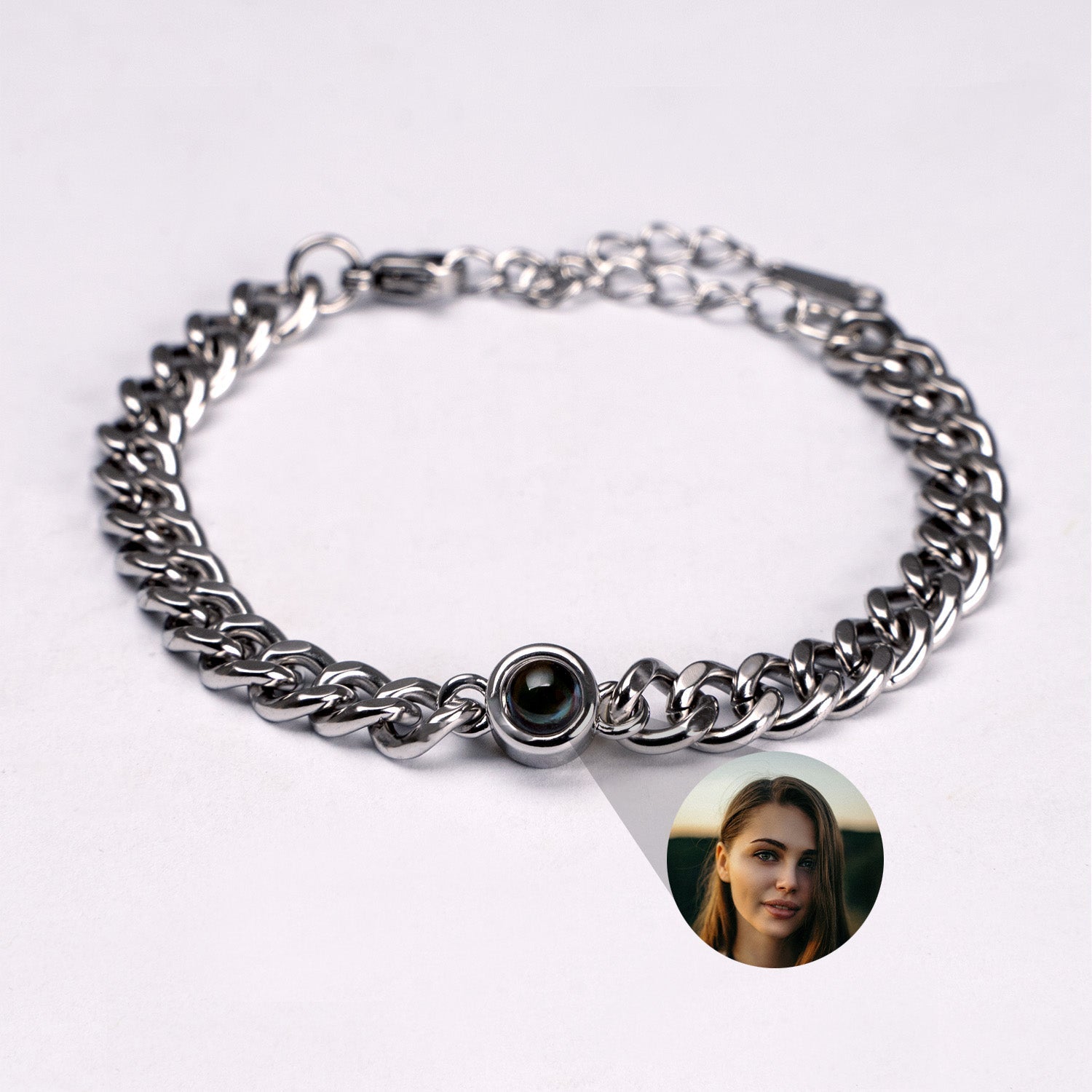 Personalized photo bracelet with your photo - Cuban chain