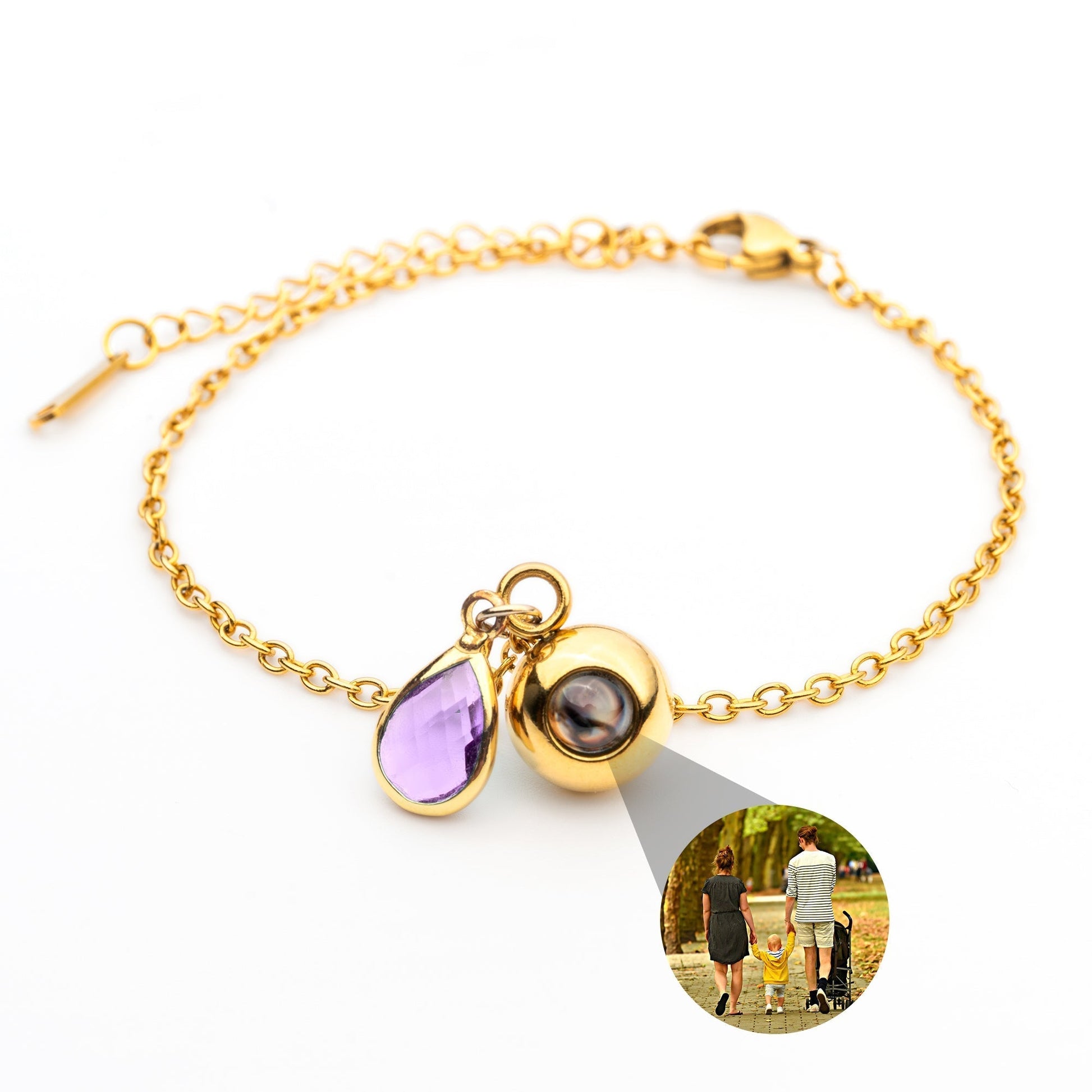 Personalized photo bracelet with your photo - Birthstone