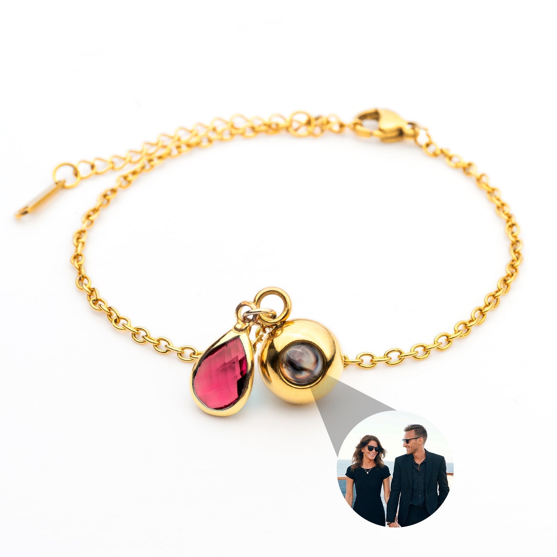 Personalized photo bracelet with your photo - Birthstone