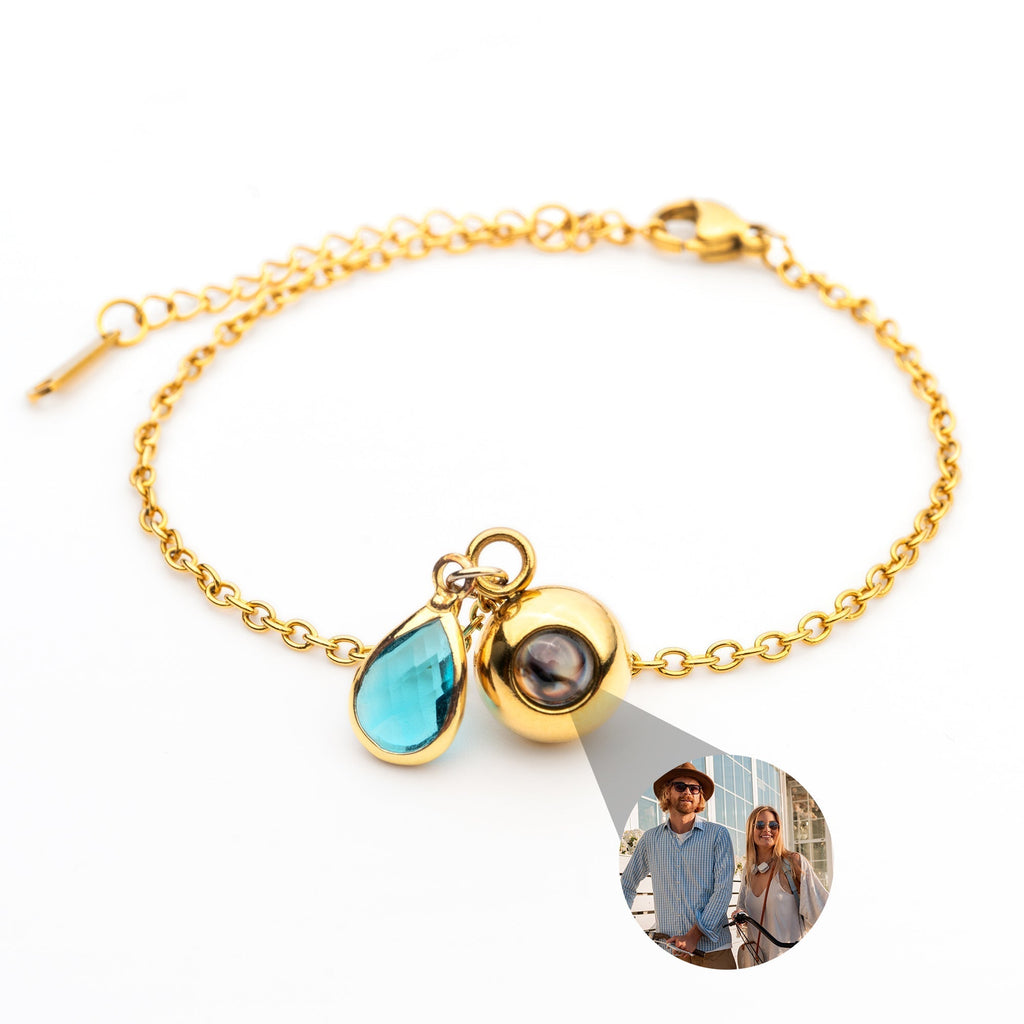 Personalized photo bracelet with your photo - Birthstone