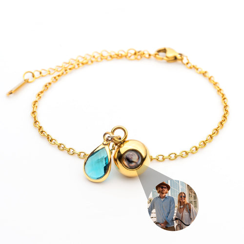 Personalized photo bracelet with your photo - Birthstone