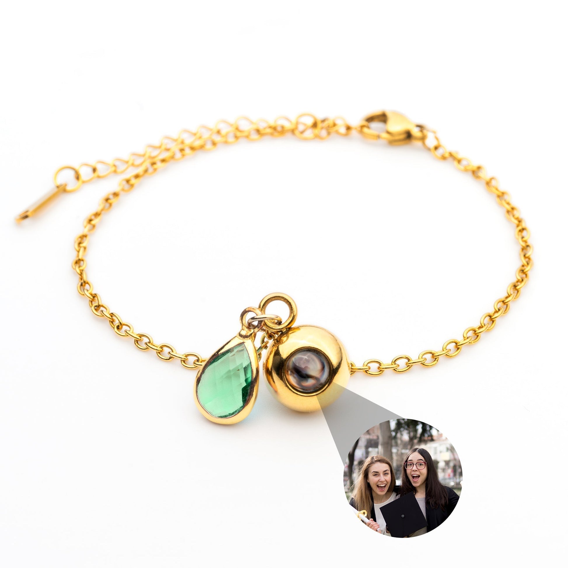 Personalized photo bracelet with your photo - Birthstone
