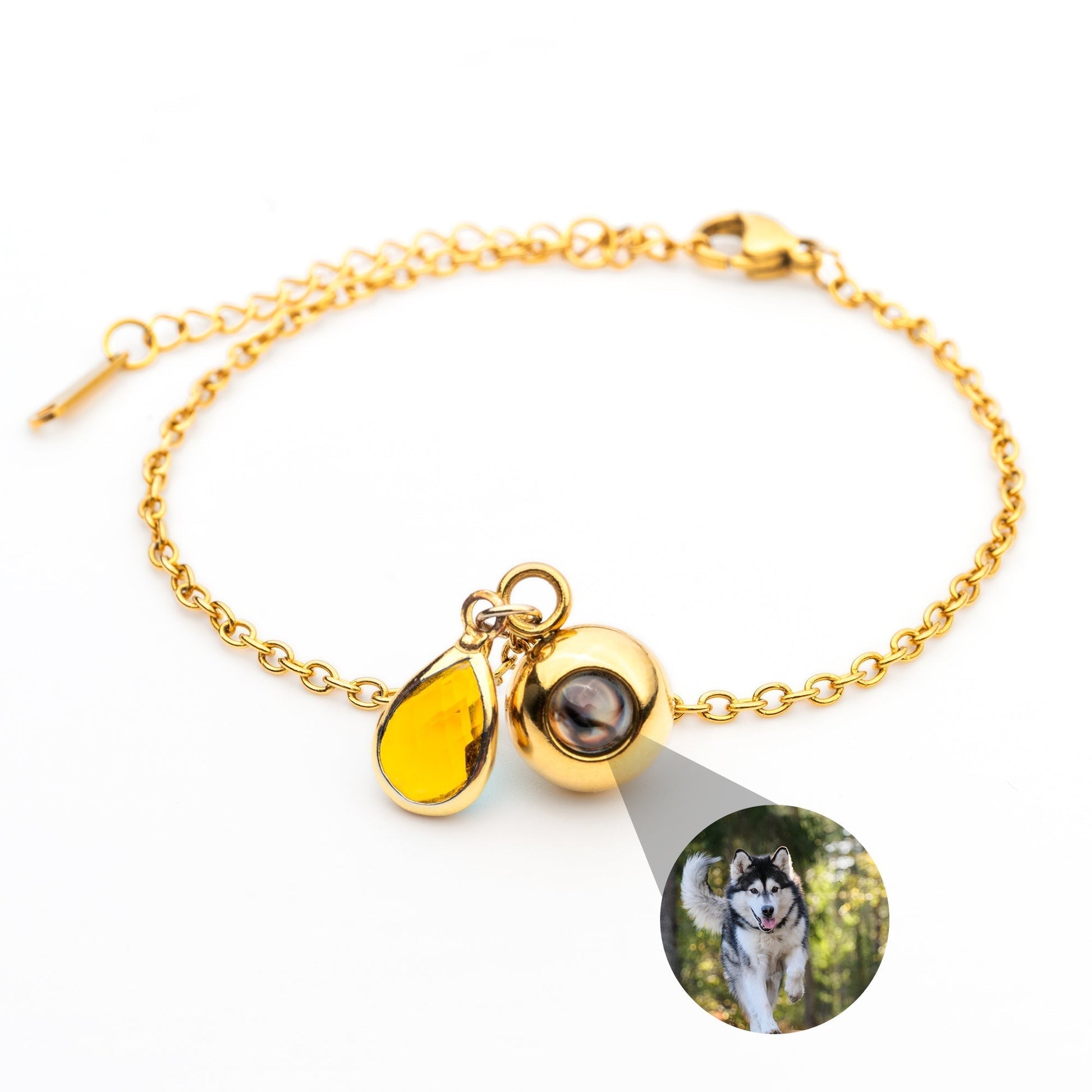 Personalized photo bracelet with your photo - Birthstone