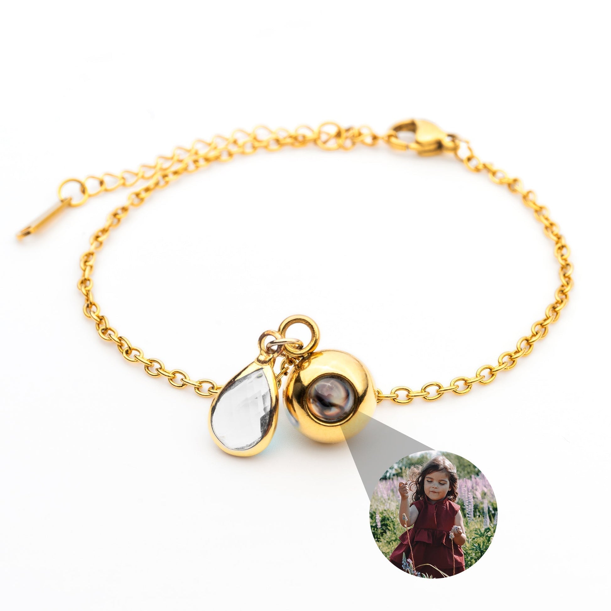 Personalized photo bracelet with your photo - Birthstone