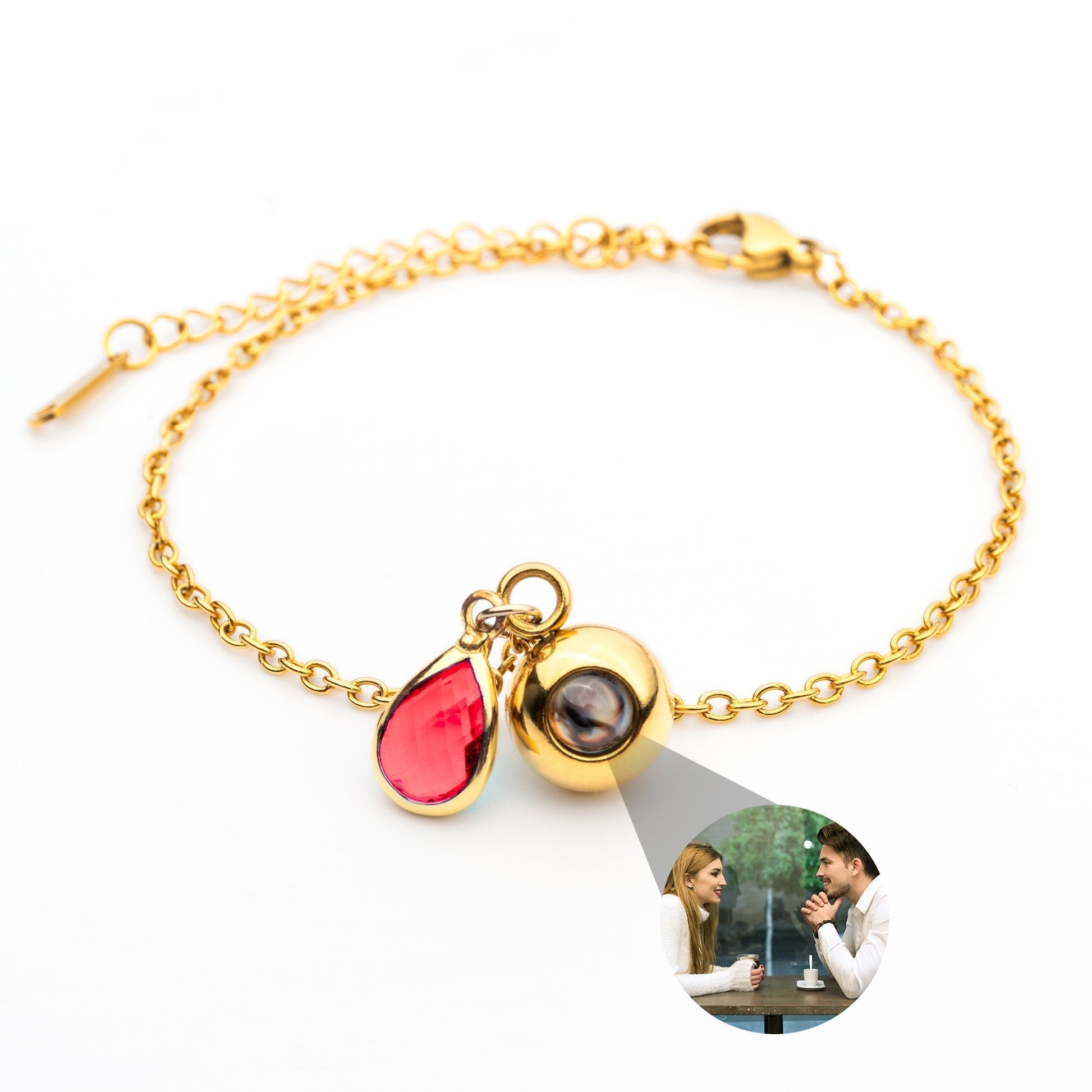 Personalized photo bracelet with your photo - Birthstone