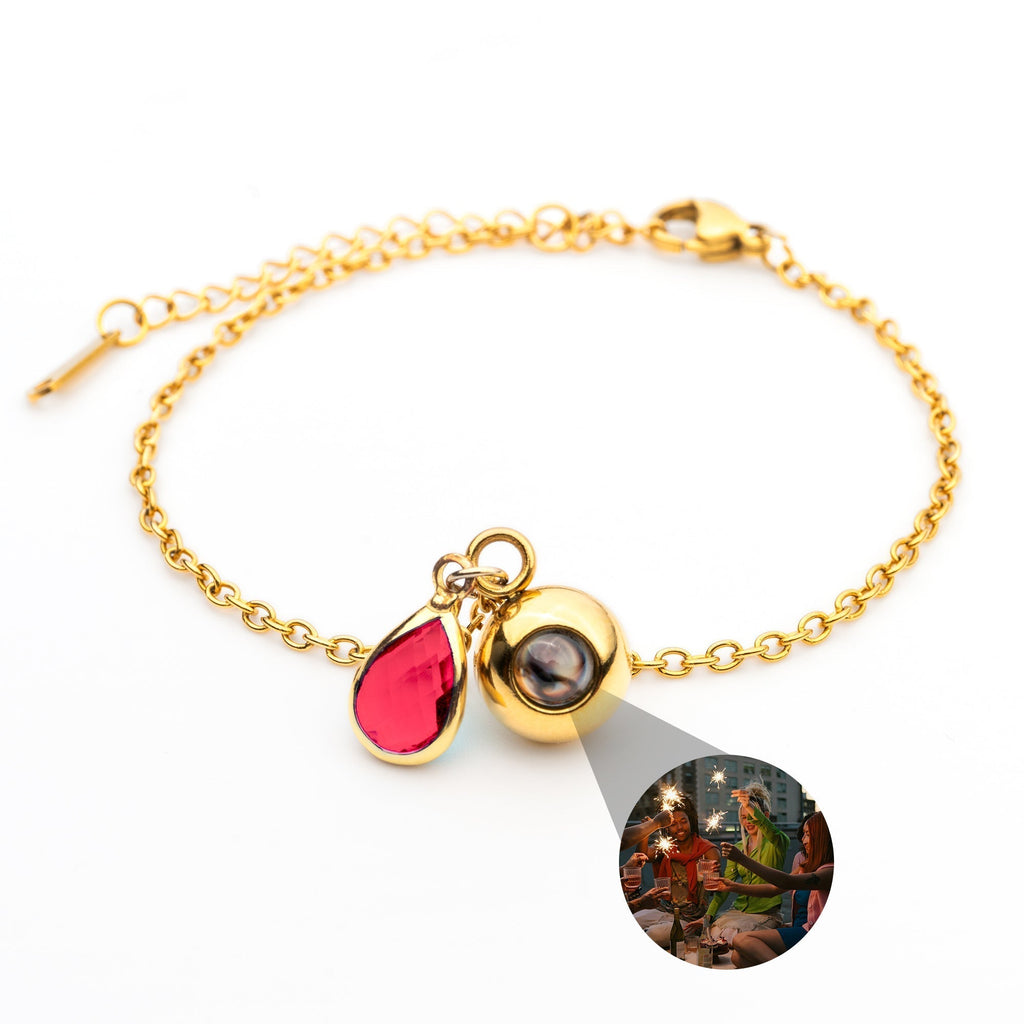 Personalized photo bracelet with your photo - Birthstone
