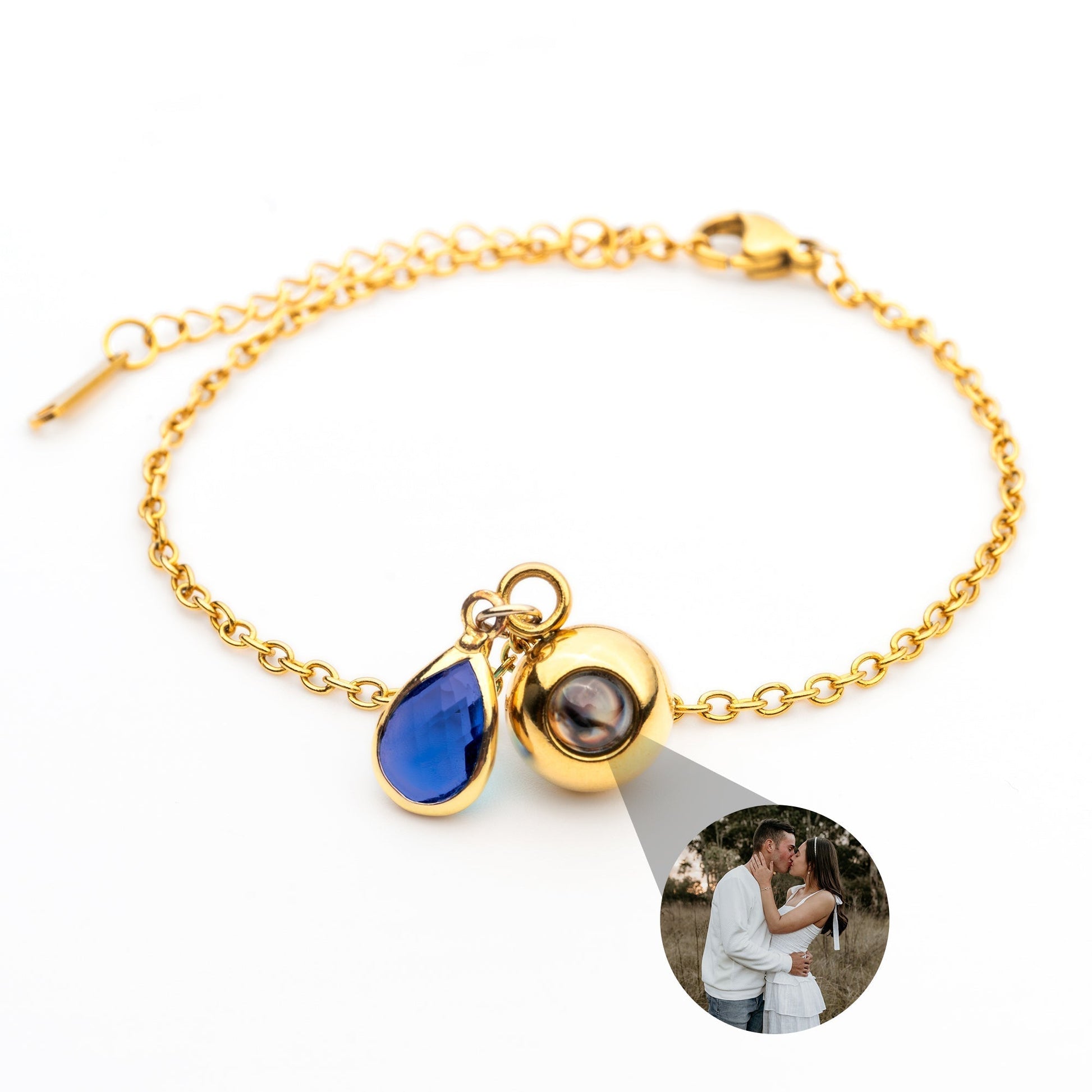 Personalized photo bracelet with your photo - Birthstone
