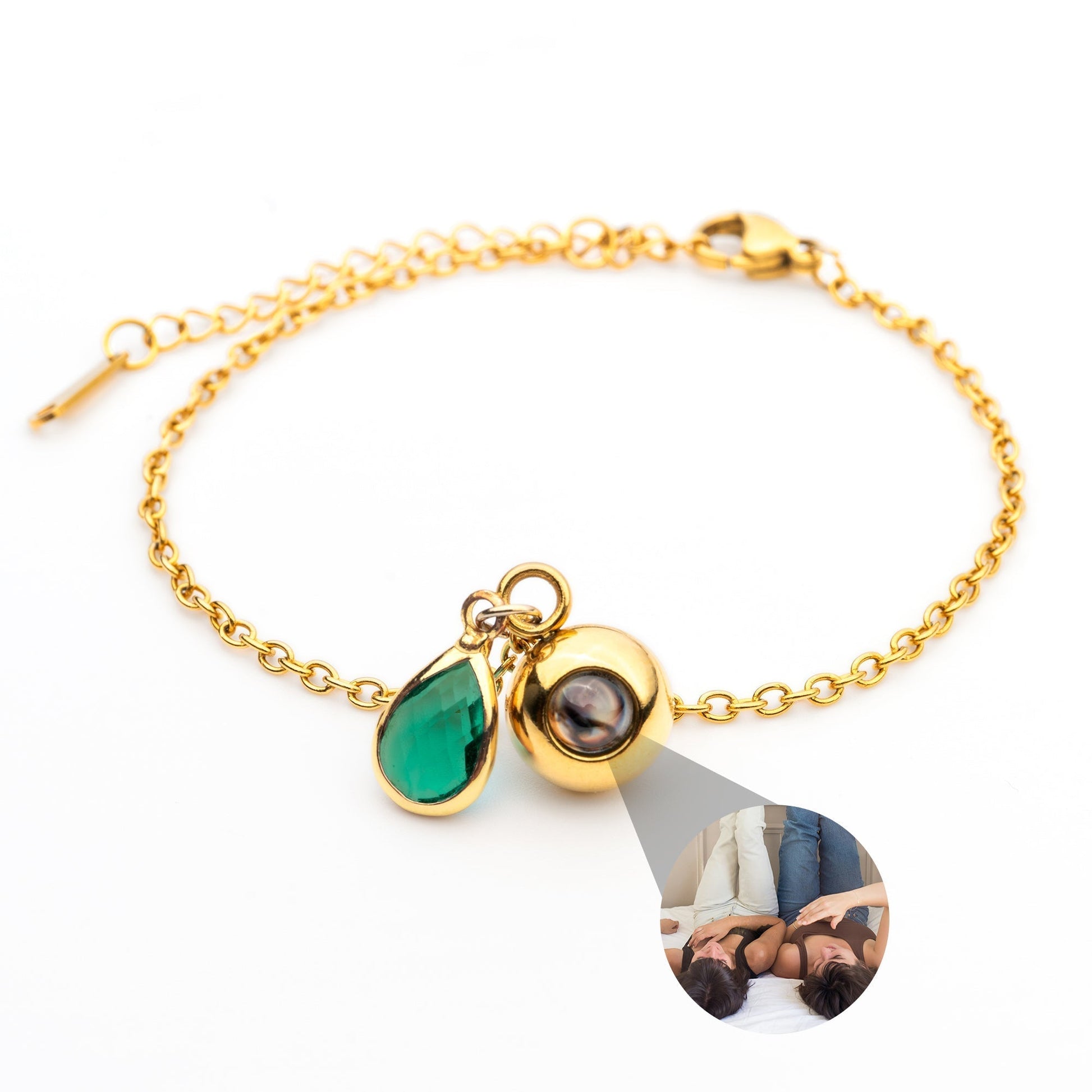 Personalized photo bracelet with your photo - Birthstone