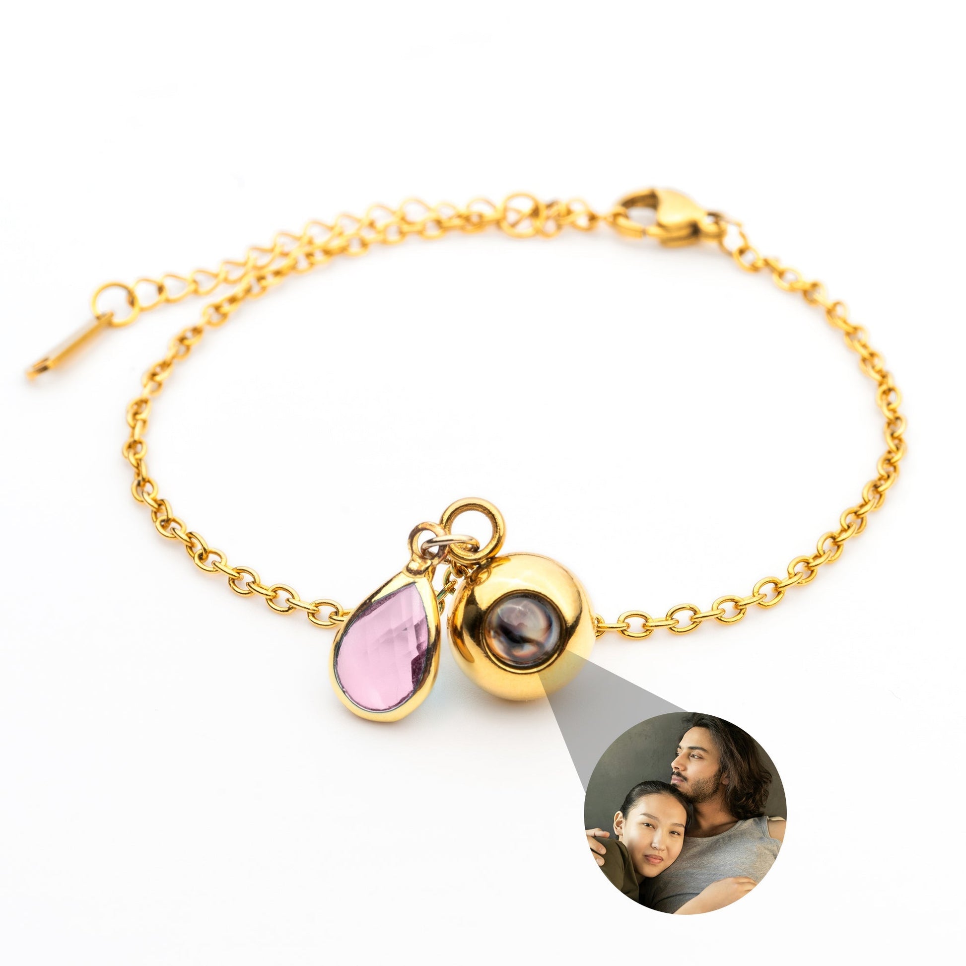 Personalized photo bracelet with your photo - Birthstone