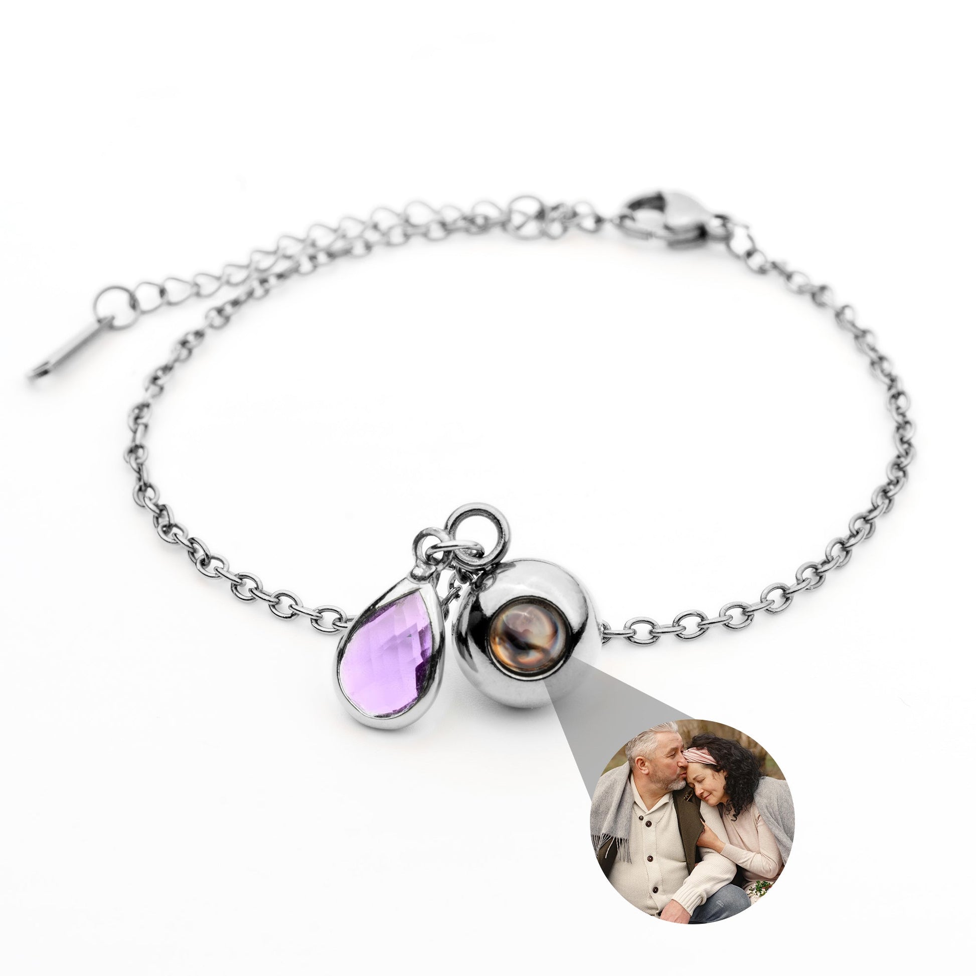 Personalized photo bracelet with your photo - Birthstone