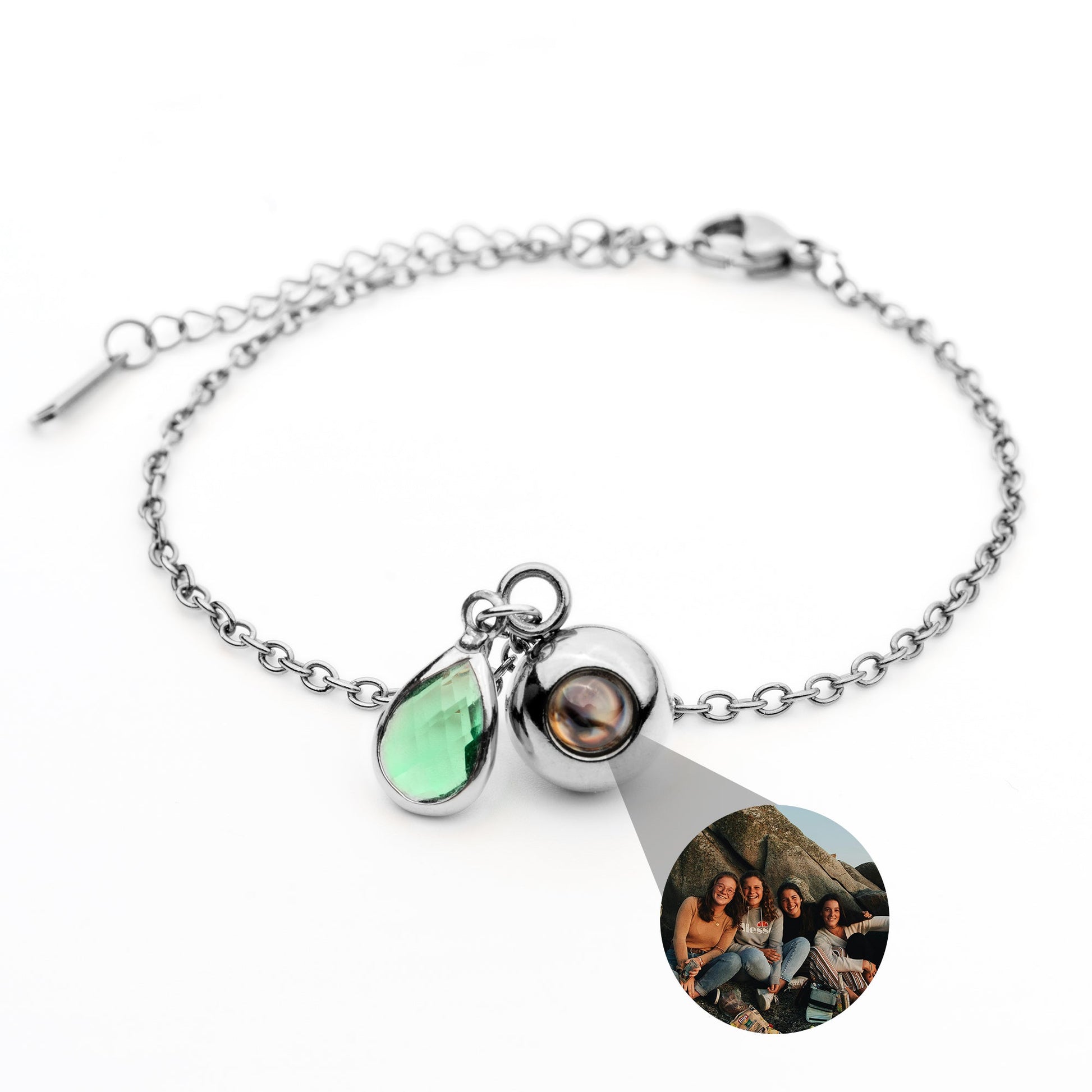 Personalized photo bracelet with your photo - Birthstone