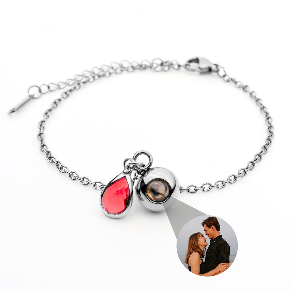 Personalized photo bracelet with your photo - Birthstone
