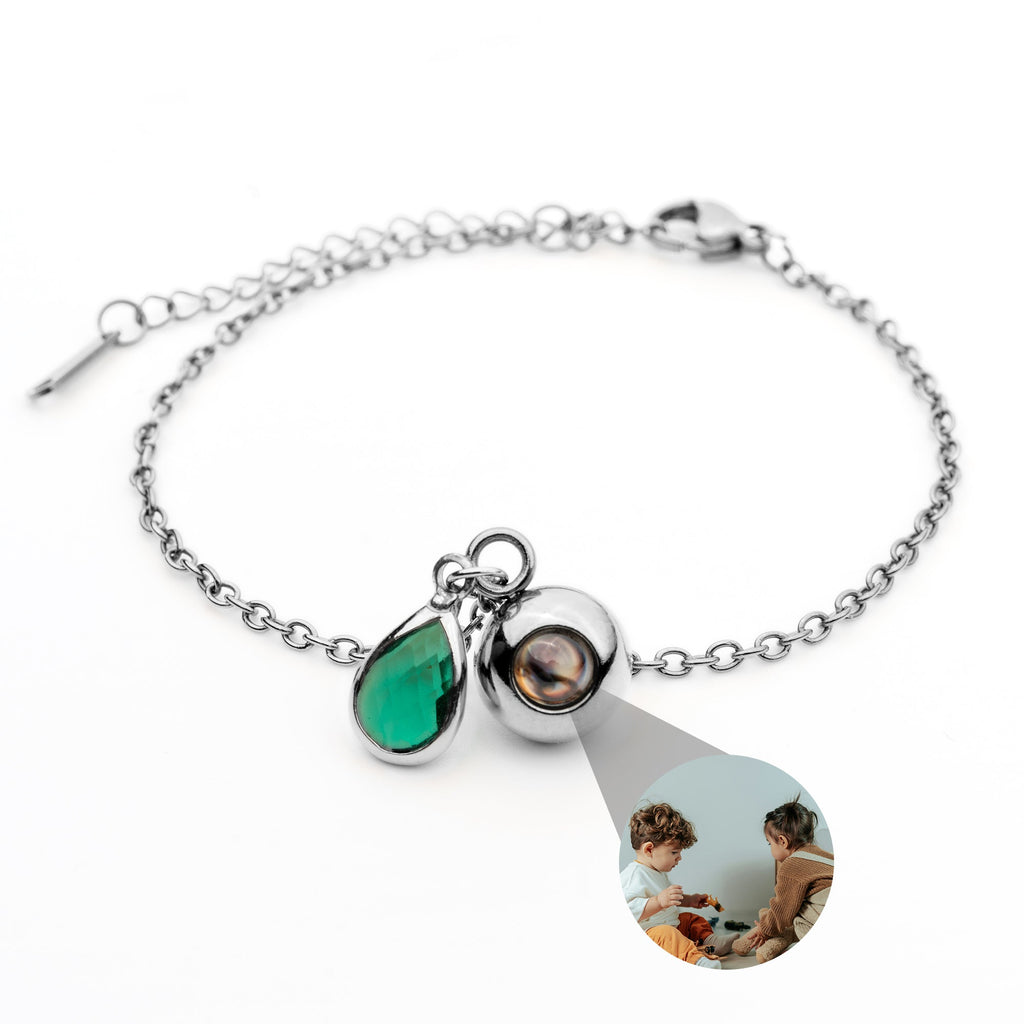 Personalized photo bracelet with your photo - Birthstone