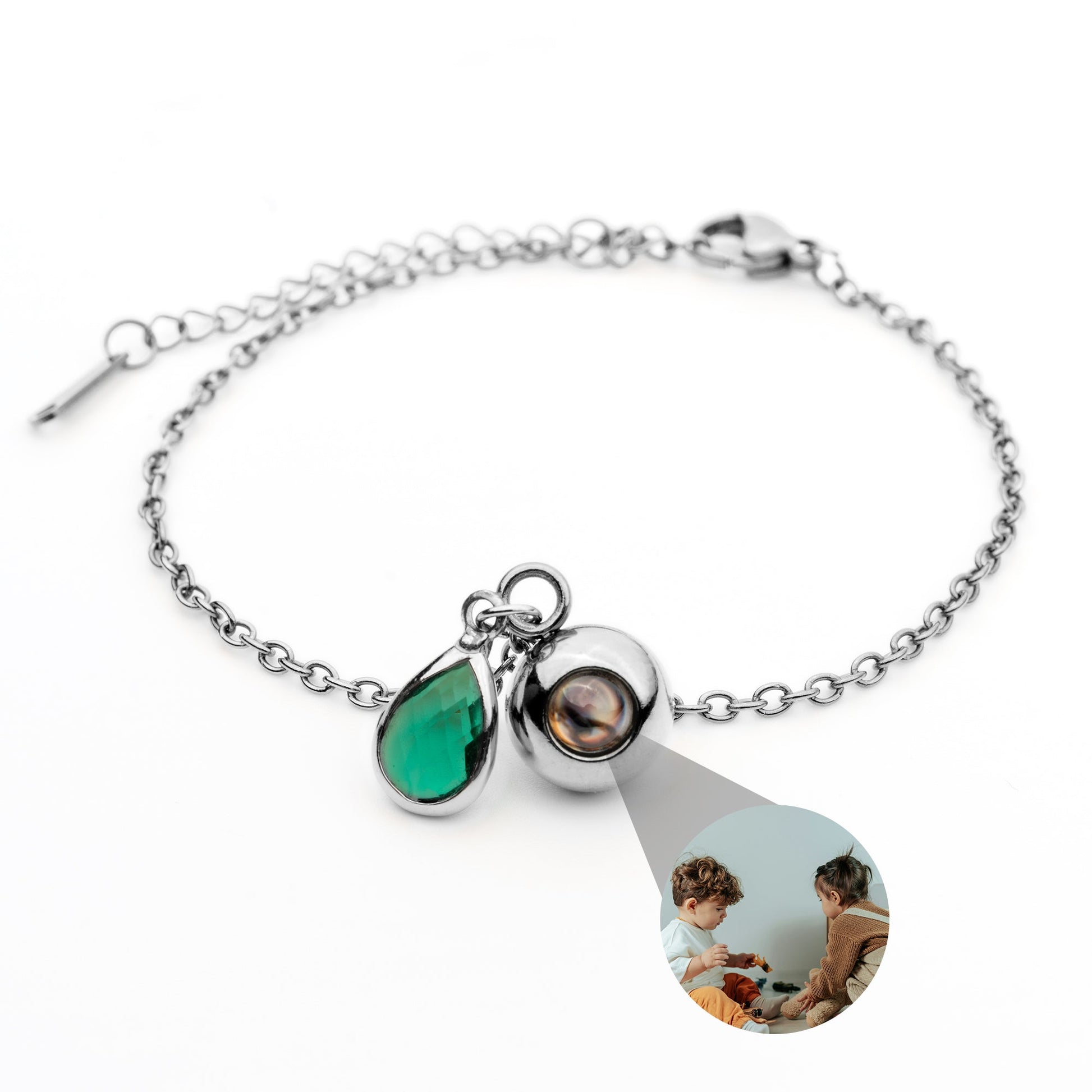 Personalized photo bracelet with your photo - Birthstone