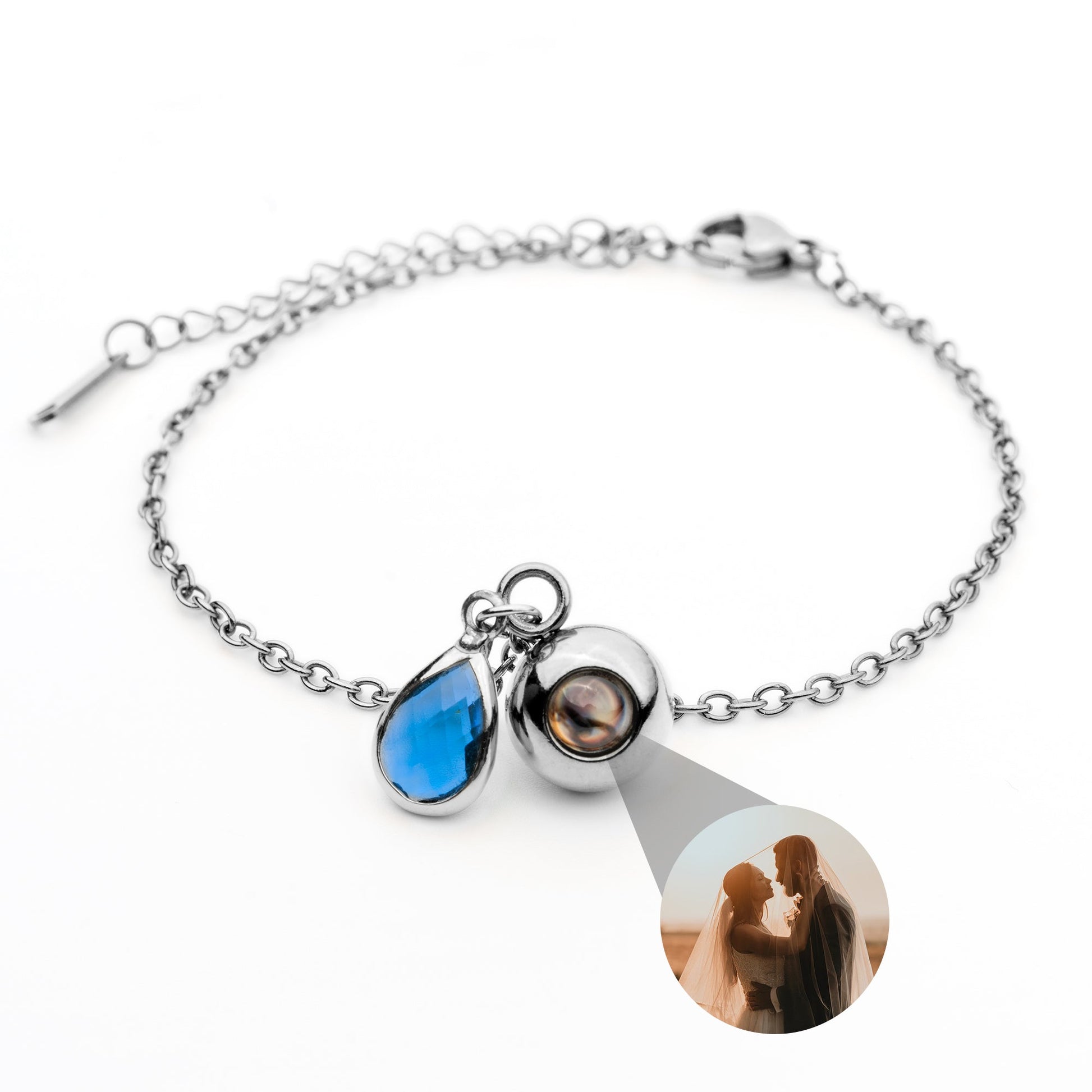 Personalized photo bracelet with your photo - Birthstone