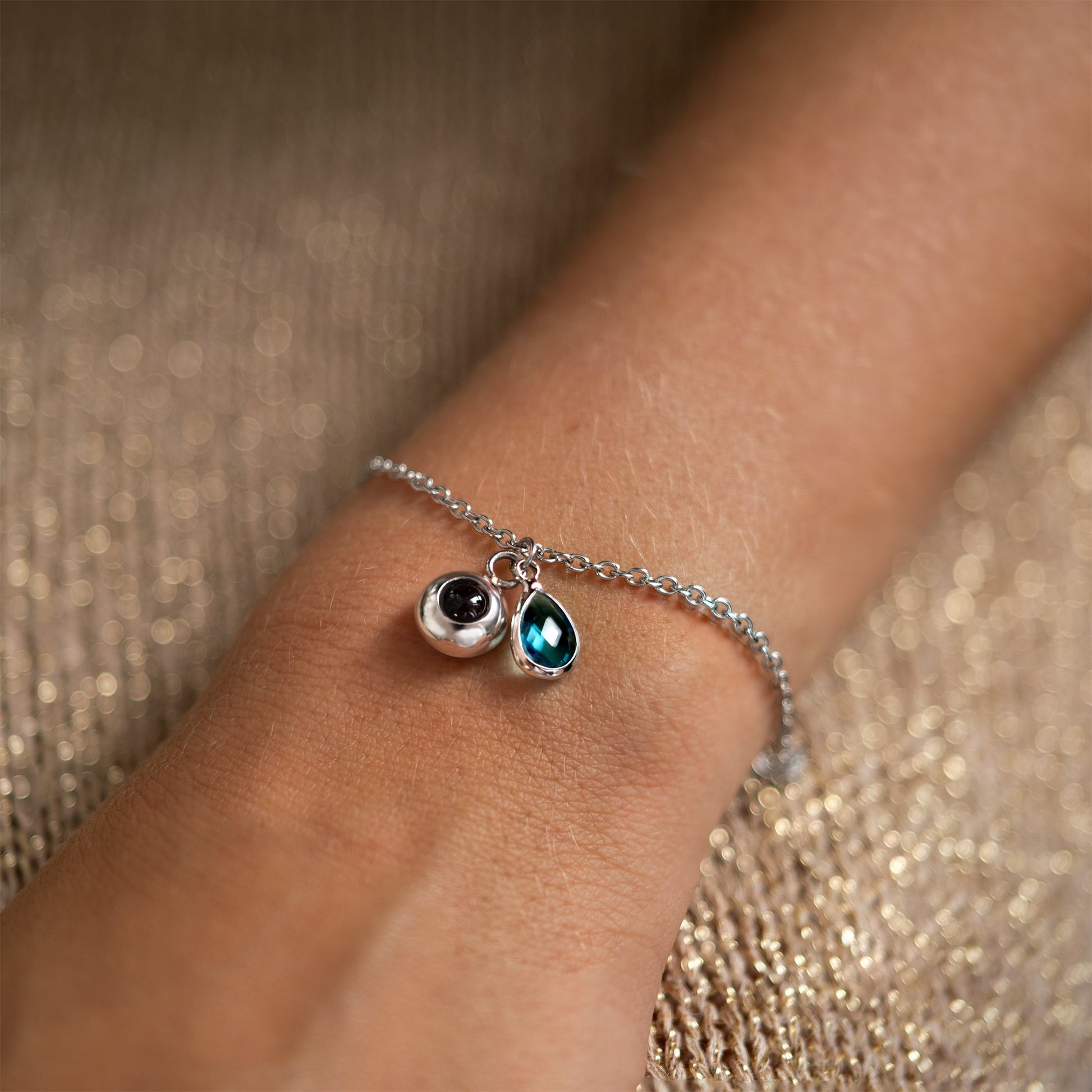 Personalized photo bracelet with your photo - Birthstone