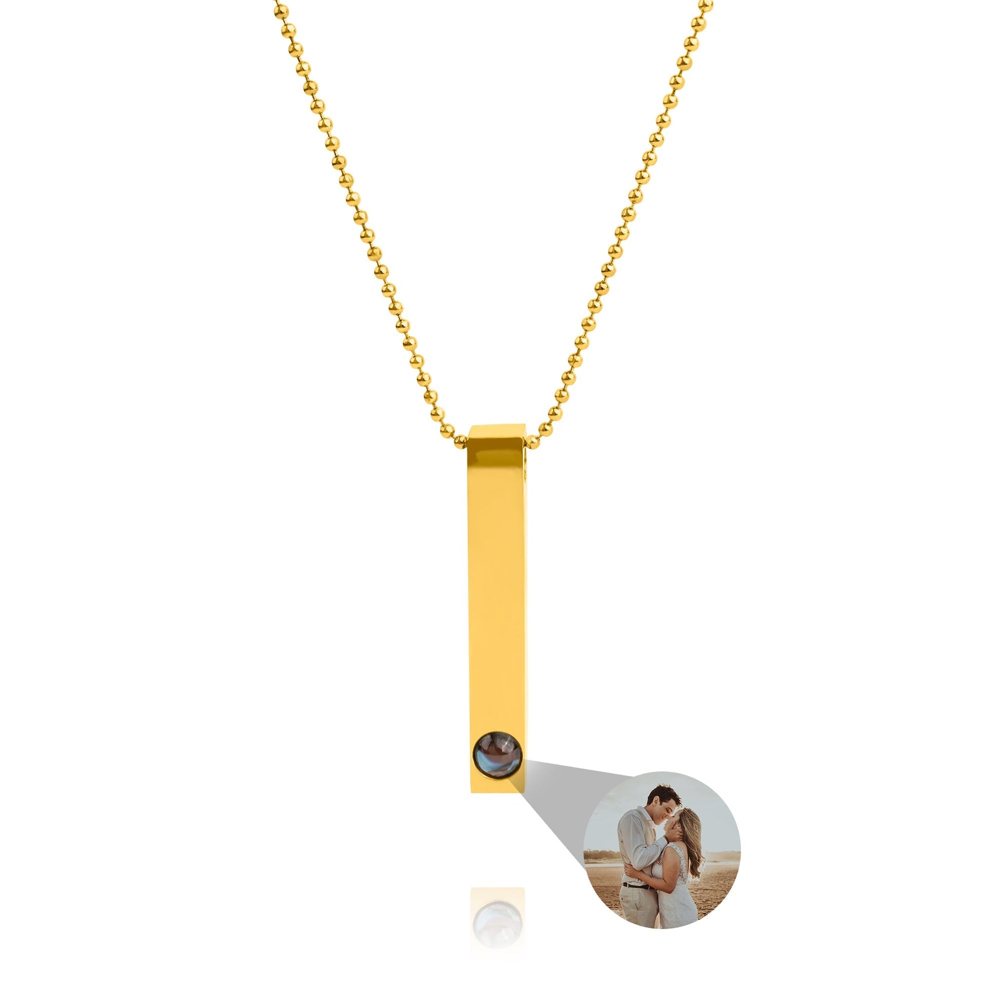 Personalized photo necklace - Bar Ballchain