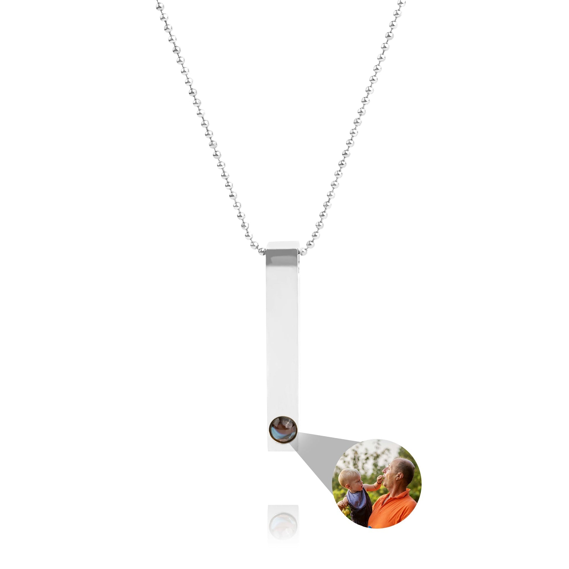 Personalized photo necklace - Bar Ballchain